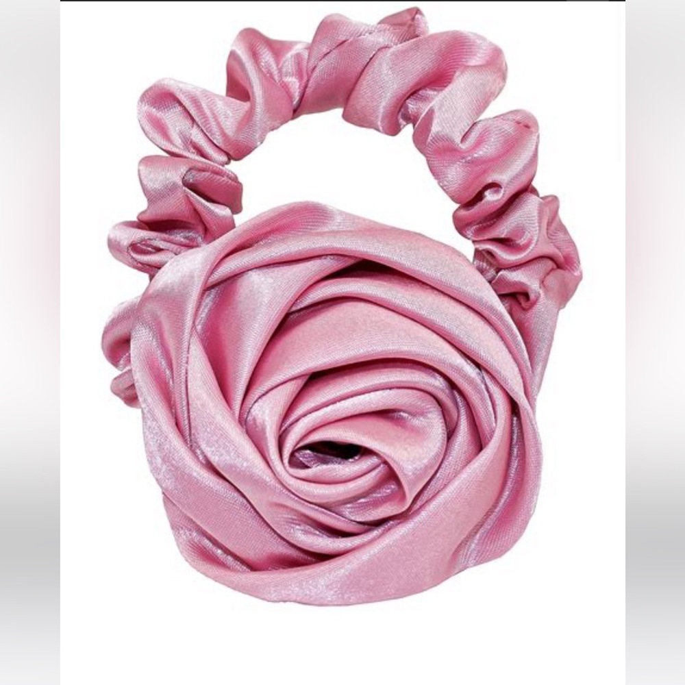 Emi Jay Pink Satin Rose Hair Scrunchie